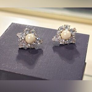Kate Spade Gold and Silver Pearl Crystal Earrings